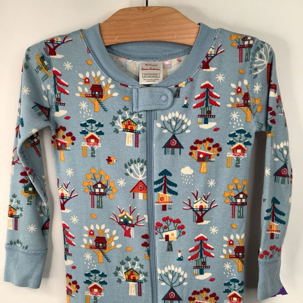 Size 3 (90): Hanna Andersson Blue Winter Treehouse Print 1pc PJs