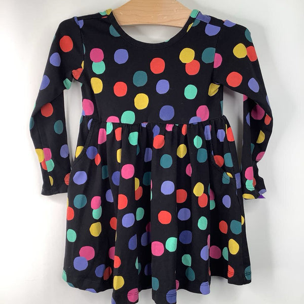 Size 2 (85): Hanna Andersson Black/Colorful Polka Dot Long Sleeve Dress