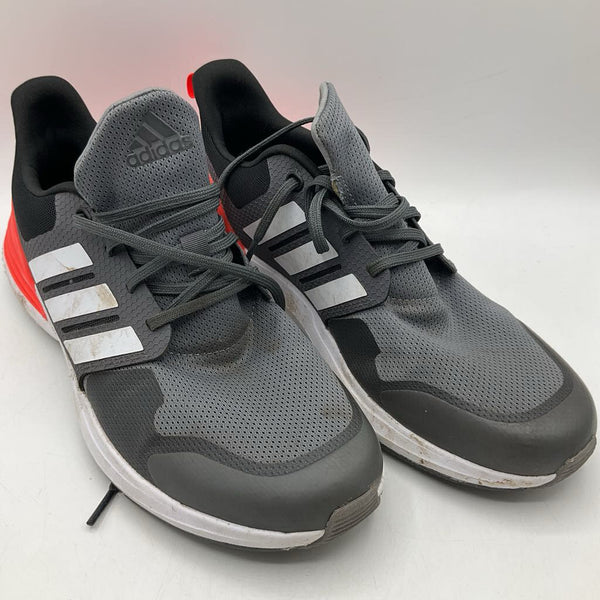 Size 7Y: Adidas Grey/Orange Lace-Up Sneakers