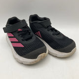Size 8: Adidas Black/Pink Velcro Strap Sneakers