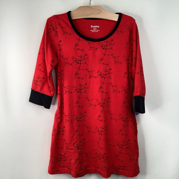 Size 6: Svaha Red/Black Patterned Long Sleeve Dress