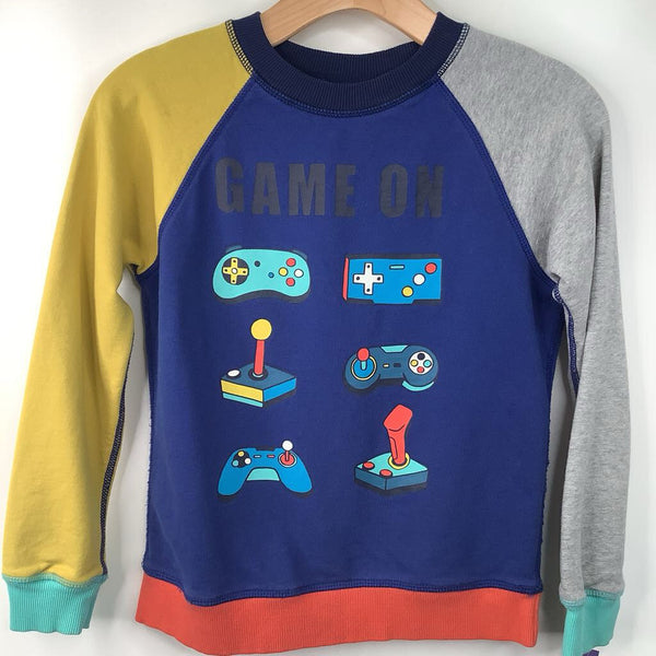 Size 10 (140): Hanna Andersson "Game On" Blue/Yellow/Grey Sweatshirt