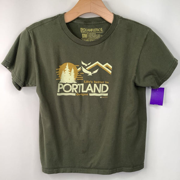 Size 8: Grafletics Green "Life Is Better In Portland Oregon" T Shirt
