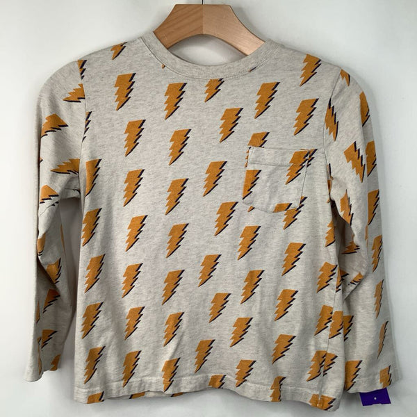 Size 8 (130): Hanna Andersson Creme/Yellow Lightning Bolt Sweatshirt