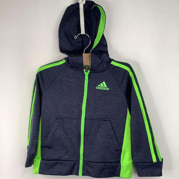 Size 4: Adidas Blue/Neon Green Zip-Up Hoodie