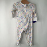 Size 3-6m: Beau Belle White/Pastel Floral 1pc Footy PJs