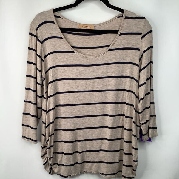 Size L: Ragdoll Brown/Black Striped Long Sleeve Shirt