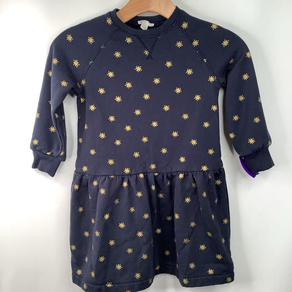 Size 7: Crewcuts Blue/Golden Stars Cozy Long Sleeve Dress