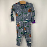 Size 6-12m: Hanna Andersson Blue/White Snowy Cabin 1pc PJ's