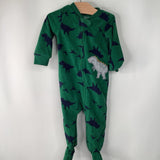 Size 9m: Carter's Green Fleece Dinosaur Zip Up 1pc PJs