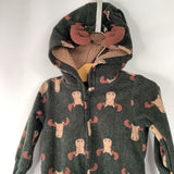 Size 9m: Carter's Green Moose Zip Up 1pc PJs