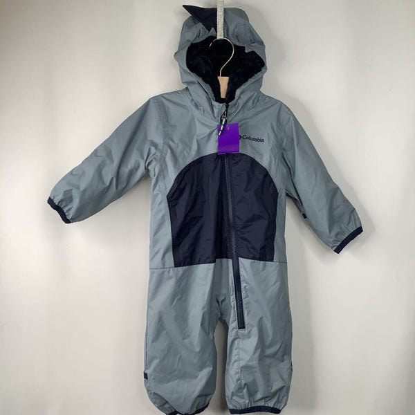 Size 3-6m: Columbia Grey/Navy Interchangeable Shark Rain Suit/Fleece Bunting