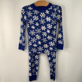 Size 4 (100): Hanna Andersson Blue/White Snowflakes Organic Cotton 2pc Holiday PJs