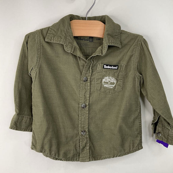 Size 18m: Timberland Green Corduroy Button-up Sleeve Shirt