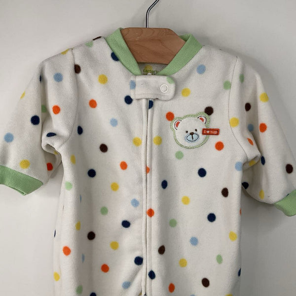 Size 3 Month: Carters White with Multicolor Dots Fleece PJ's