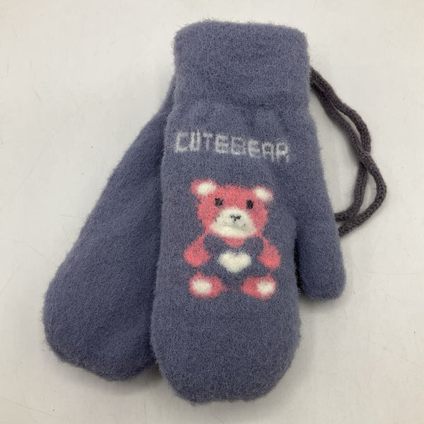 Size S: AZ Purple Bear Knit/ Fleece Lined Mittens