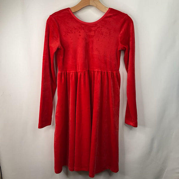 Size 12 (150): Hanna Andersson Red Velour Long Sleeve Dress
