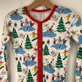 Size 12: Mini Boden White/Multi Winter Playtime Button Up 1pc PJs