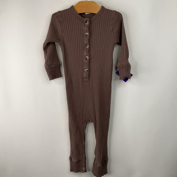 Size 12-18m: Kate Quinn Brown Ribbed Long Sleeve Onesie
