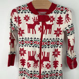 Size 12-18m (75): Hanna Andersson Creme/Red Reindeer Festive Zip Up 1pc PJs