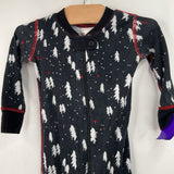 Size 18-24m (80): Hanna Andersson Black/White Festive Tree Zip Up 1pc PJs