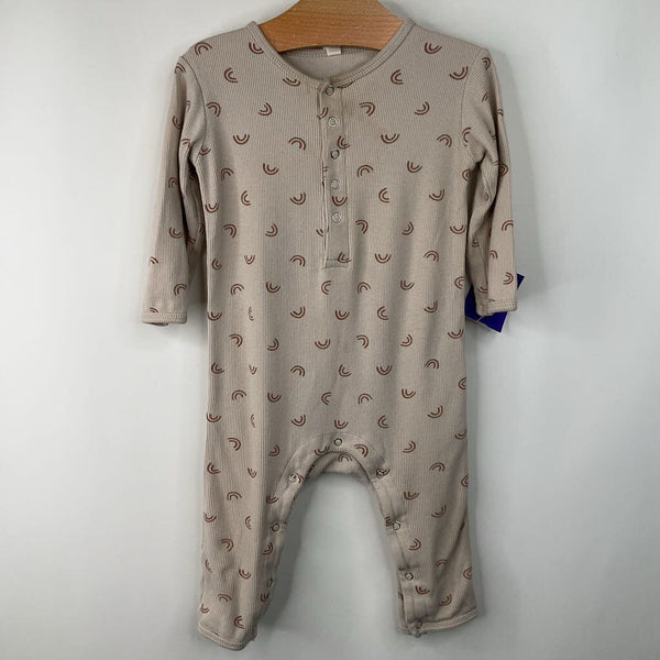 Size 12-18m: Quincy Mae Beige/Brown Rainbow Snap Up Romper