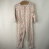 Size 6-12m: Sapling White/Red Mushroom Zip Up 1pc PJs