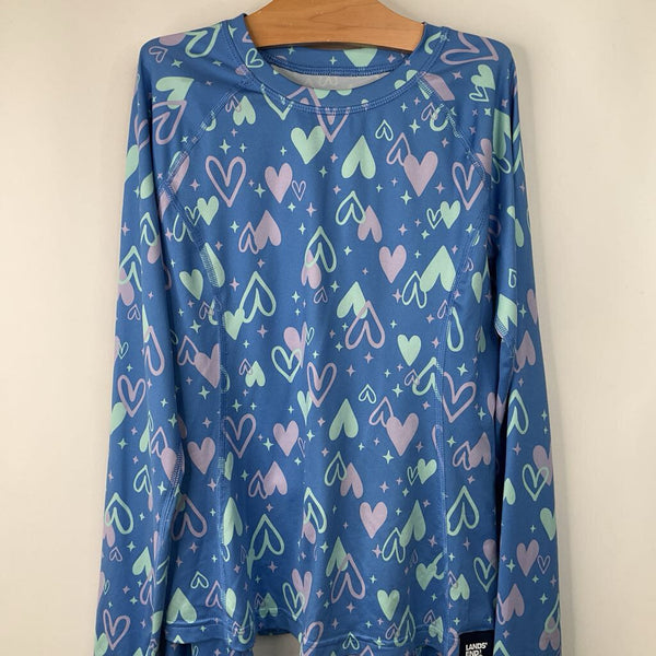 Size 10-12: Lands' End Blue Heart 2pc PJs