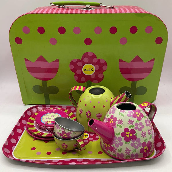 Assorted Metal Tea Set In Case