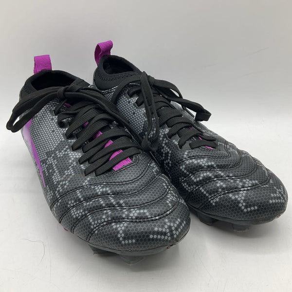 Size 4Y: Black/Purple Lace-Up Soccer Cleats