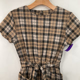 Size 13-14: Zara Tan/Black/White Plaid Romper