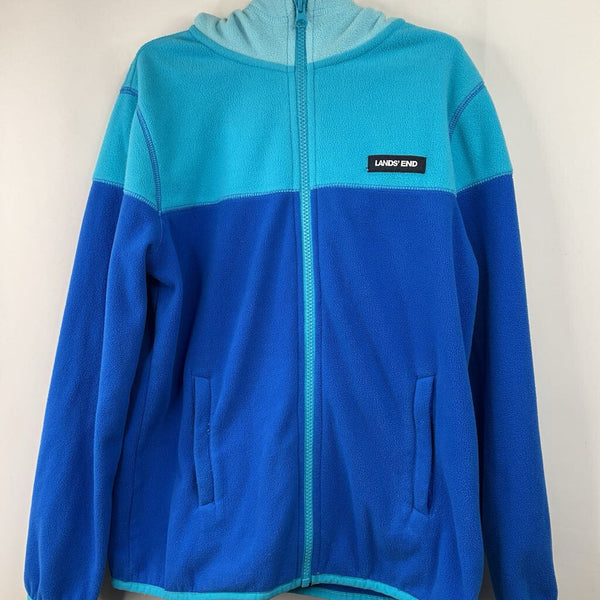 Size 10: Land's End Two Tone Blue Zip Up Hooded Fleece Coat