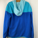 Size 10: Land's End Two Tone Blue Zip Up Hooded Fleece Coat