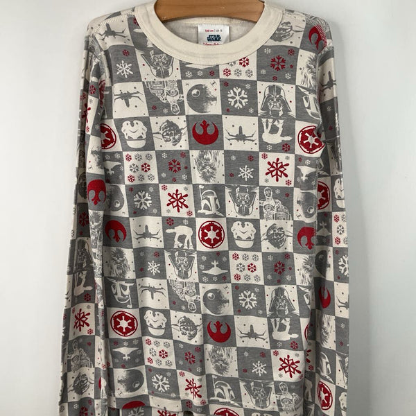 Size 12 (150) Hanna Andersson Grey/White/Red Star Wars Holiday Checkered 2pc PJs