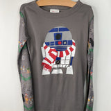 Size 10 (140): Hanna Andersson Grey Star Wars Holiday Print 2pc PJs