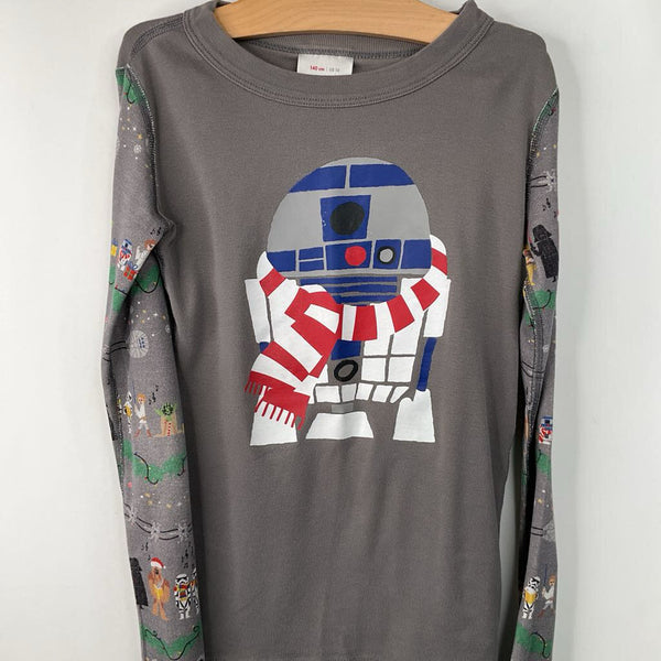 Size 10 (140): Hanna Andersson Grey Star Wars Holiday Print 2pc PJs