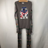 Size 10 (140): Hanna Andersson Grey Star Wars Holiday Print 2pc PJs