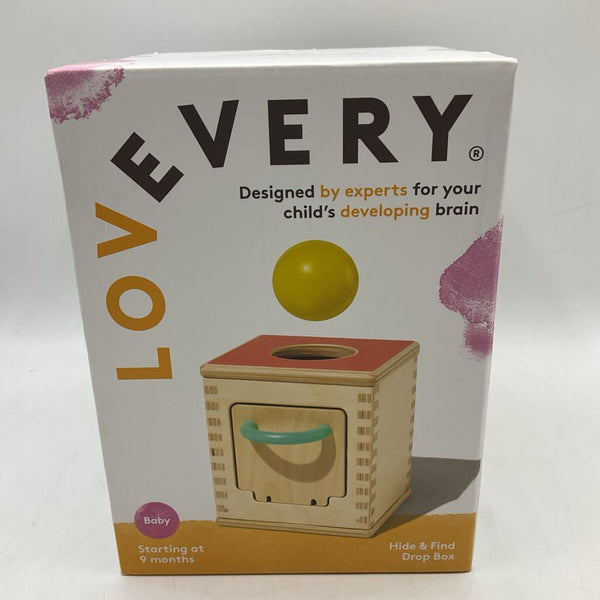 Lovevery Wooden Hide & Find Drop Box w/Yellow Ball