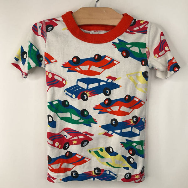 Size 4 (100): Hanna Andersson White/Colorful Vehicles 2pc Shorty PJs