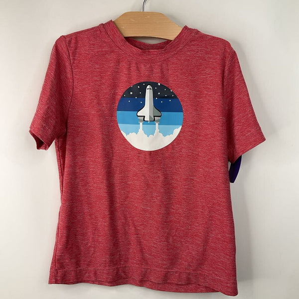 Size 5 (110): Hanna Andersson Red Heathered Rocket Ship T-Shirt