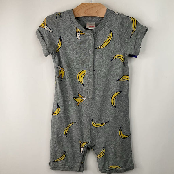 Size 18-24m (80): Hanna Andersson Grey Banana Print Shorty Romper