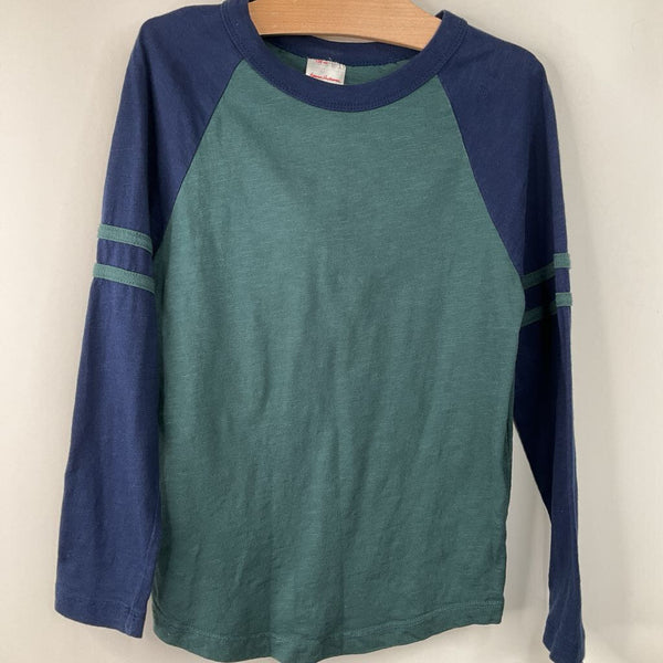 Size 6-7 (120): Hanna Andersson Green/Blue Long Sleeve Shirt