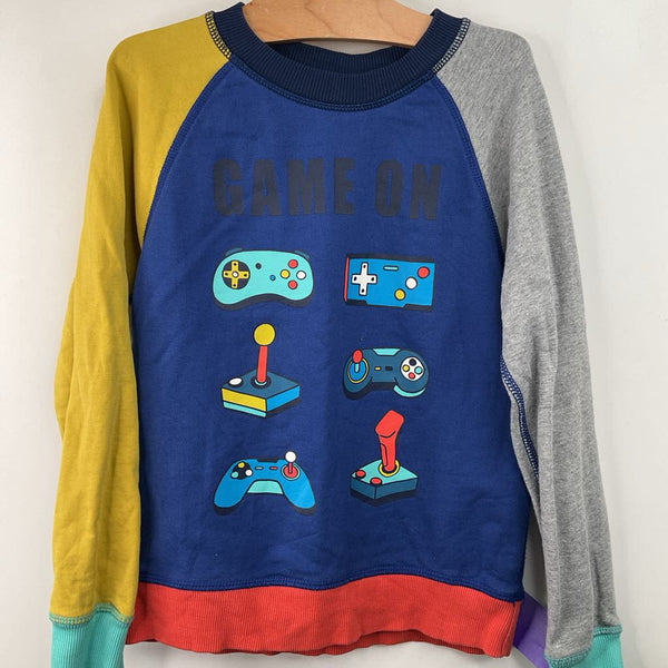 Size 6-7 (120): Hanna Andersson Blue/Yellow/Grey Gaming Sweater