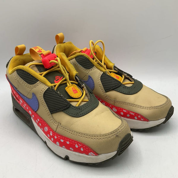 Size 1Y: Nike Yellow/Red/Green/Purple Toggle Strap Sneakers