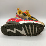 Size 1Y: Nike Yellow/Red/Green/Purple Toggle Strap Sneakers