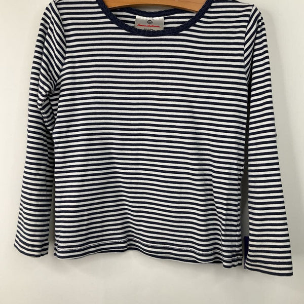 Size 5 (110): Hanna Andersson White/Blue Striped Long Sleeve Shirt