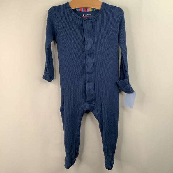 Size 3-6m: Magnetic Me Blue Ribbed 1pc Footy PJs
