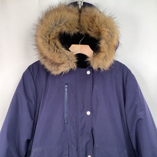 Size L: Raacive Blue Fuzzy Winter Coat