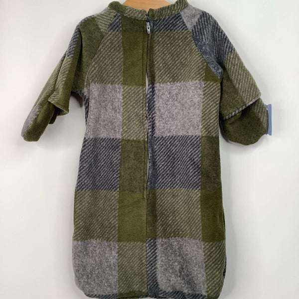 Size S: Green/Grey Plaid Fleece Sleepsack