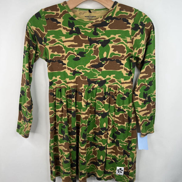 Size 7-8 (128/134): Mini Rodini Green/Brown Camo Long Sleeve Dress